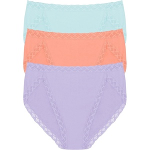 Natori Women’s Pima Bliss French Cut Briefs 3 Pack(Lilac Dream/Rosy Coral/Whp Mnt)