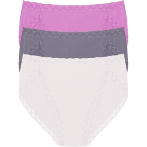 Natori Women’s Pima Bliss French Cut Briefs 3 Pack(Mink/Nickel/Pale Pansy)