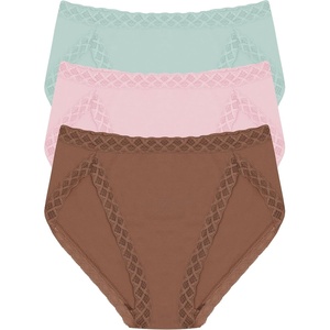 Natori Women’s Pima Bliss French Cut Briefs 3 Pack(Nutmeg/Perfect Pink/Meadow)