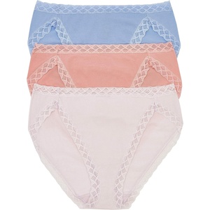 Natori Women’s Pima Bliss French Cut Briefs 3 Pack(Ocean Mist/Peach Pink/Pale Peony (3 Pack))