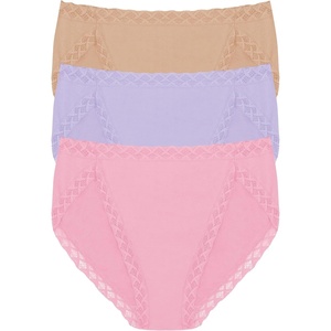 Natori Women’s Pima Bliss French Cut Briefs 3 Pack(Pink Nectar/Lilac Dream/Cafe)