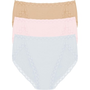 Natori Women’s Pima Bliss French Cut Briefs 3 Pack(Quarry/Pink Sky/Cafe)