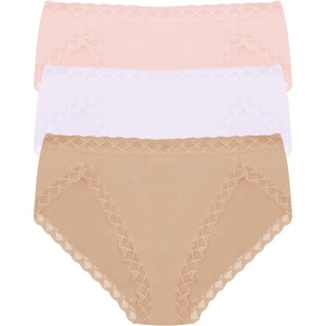 Natori Women’s Pima Bliss French Cut Briefs 3 Pack(Seashell/Lilac Grey/Café)