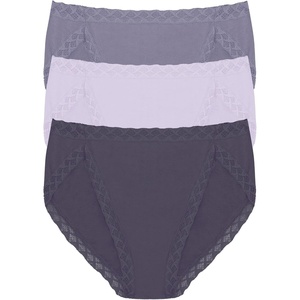 Natori Women’s Pima Bliss French Cut Briefs 3 Pack(Twilight Haze/Purple Pearl/Greystone)