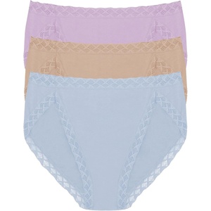 Natori Women’s Pima Bliss French Cut Briefs 3 Pack(Violet Tulip/Light Mocha/Blue Mist)
