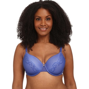 Natori Support Women’s Plus Size Smooth Scroll Full Figure Contour Underwire Bra(Azure/Frosted Lilac)