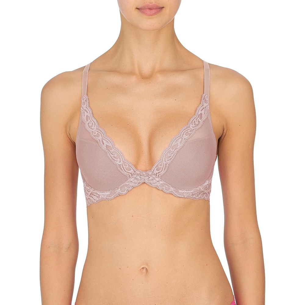 image:imageNatori Women Feathers Lace Plunge TShirt BraAntiquePink Pearl