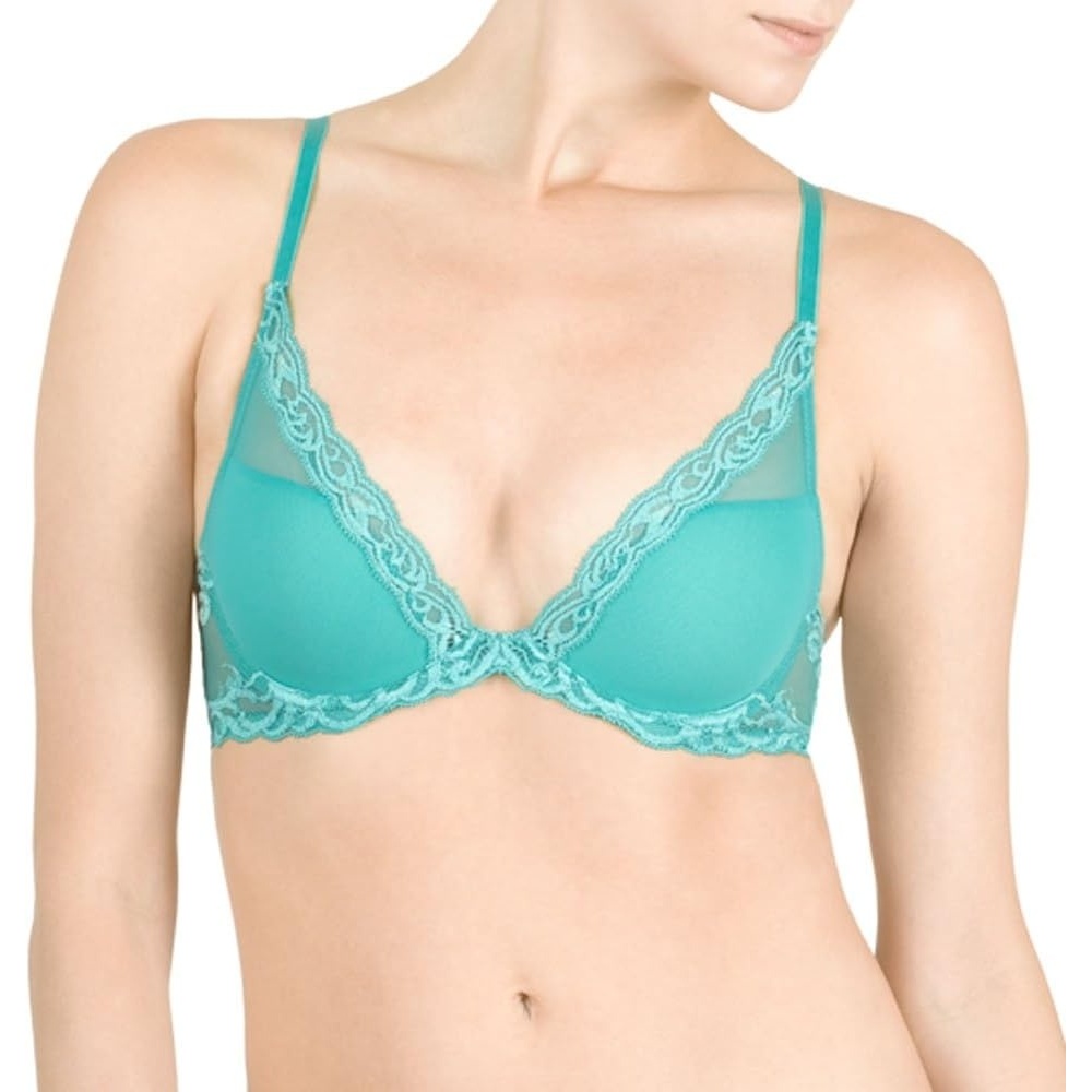 image:imageNatori Women Feathers Lace Plunge TShirt BraGem Turquoise